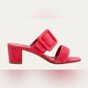 Manolo Blahnik Suede Buckle Slide Sandler 37.5 worn once great condition